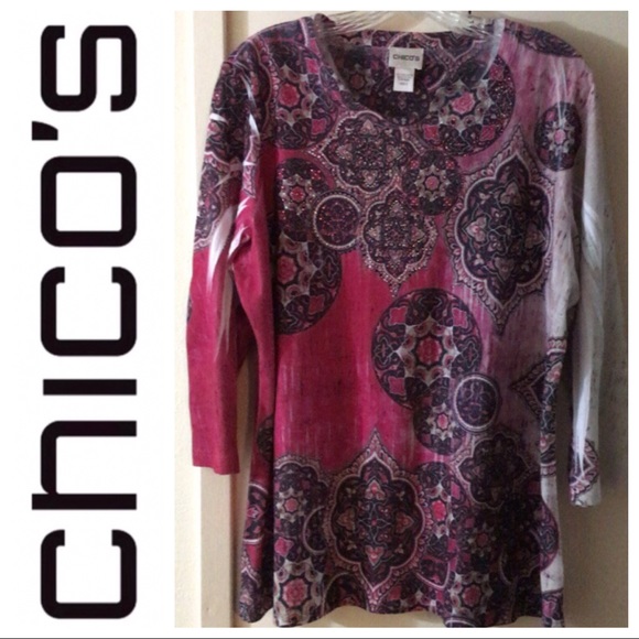 Chico's Tops - Rhinestones & Mandela Designs Top by Chico